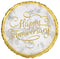 GOLD HAPPY ANNIVERSARY 45CM (18") FOIL BALLOON